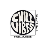 1pc Alfombra Redonda de Vibra Chill, 10mm de grosor de fibra de poliéster, sin resbalones con sujeción de fieltro, para dormitorio y sala de estar, solo lavable a mano, negro y blanco