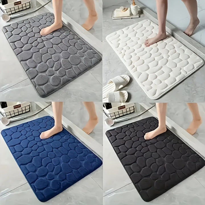 Alfombra de baño de coral suave, antideslizante, rápida secado, respaldo de PVC, lavable en máquina, poliéster de lujo, pila baja, rectangular, ideal para la entrada del baño, 15,75x23,62 pulgadas, hecha a mano, patrón geométrico, 100% poliéster, 100% PV