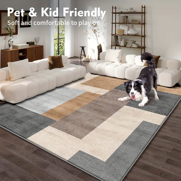 Alfombra de terciopelo, 850 g/m², diseño geométrico estilo crema, para sala de estudio, baño o jardín, encanto natural que crea un ambiente tranquilo y cómodo, lavable a máquina, antideslizante, delgada y suave, para interiores, estilo retro lujoso, idea