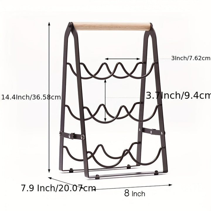 Estante de vino de hierro, estante apilable para almacenamiento de vino tinto con acabado con recubrimiento en polvo.