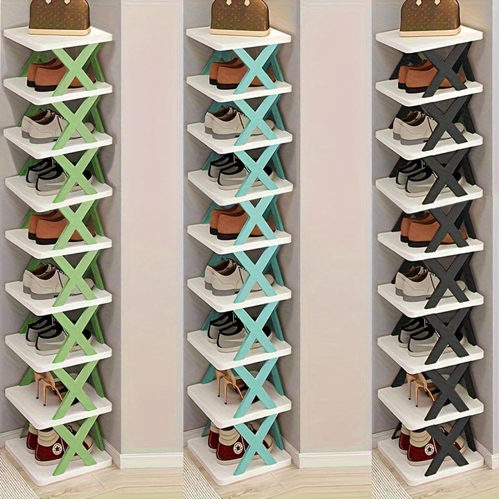 Zapatero alto y estrecho, organizador de zapatos para entrada, zapatero sólido ahorrador de espacio, ideal para armarios, puertas, garajes, salones, nuevo zapatero pequeño y delgado para entradas, gabinete de zapatos sencillo para hogar