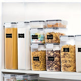 Juego de 16 piezas de recipientes para almacenar alimentos, con 8 frascos y 8 tapas, hecho de plástico libre de BPA, ideal para organizar la despensa, apilables y reutilizables