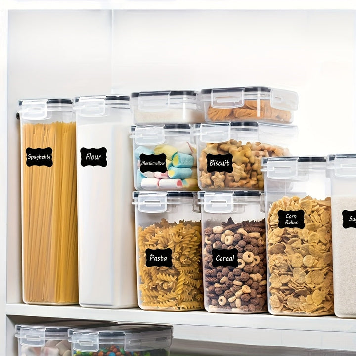 Juego de 16 piezas de recipientes para almacenar alimentos, con 8 frascos y 8 tapas, hecho de plástico libre de BPA, ideal para organizar la despensa, apilables y reutilizables