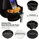 Kit de Accesorios para Freidora de Aire (para 3.7-5.8QT) - Incluye Bandeja Antiadherente de Pizza de 17.78cm, Molde para Pastel, Parrilla y Moldes de Silicona de 7 Cavidades - Aptos para Lavavajillas - Libro de Recetas Incluido - Herramientas para Hornea