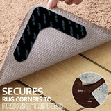 Sujetadores de alfombra con súper adherencia, cinta antideslizante para alfombras que evita que se enrollen, mantiene tu alfombra en su lugar y aplana las esquinas, lavable y removible de doble cara, sujetador de esquinas para evitar que se enrollen