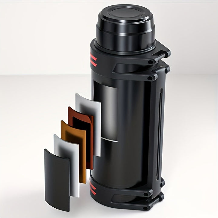 1pc Botella de agua de acero inoxidable de gran capacidad - Portátil, termo reusable para bebidas calientes y frías, solo lavado a mano, jarrón multipropósito para viajes al aire libre