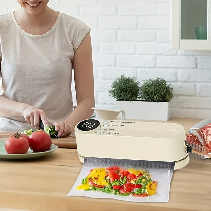 Selladora de Vacío Portátil Recargable USB - Máquina Multifuncional Automática para Sellado de Alimentos con Sistema de Sello, Función de Extracción y Inflación Externa, Adecuada para 10 Escenarios: Hogar, Escuela, Conservación Comercial de Alimentos, Pi