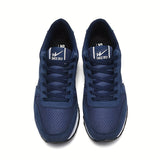 Zapatillas de Running Unisex LEIJOP Transpirables - Azul Marino y Blanco, Zapatos Deportivos Bajos con Suela MD, Ligeros para Gimnasio, Entrenamiento o Uso Casual, Diseño Moderno y Forro Cómodo