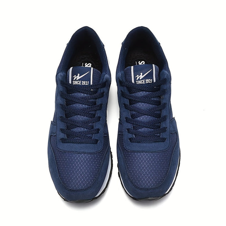 Zapatillas de Running Unisex LEIJOP Transpirables - Azul Marino y Blanco, Zapatos Deportivos Bajos con Suela MD, Ligeros para Gimnasio, Entrenamiento o Uso Casual, Diseño Moderno y Forro Cómodo