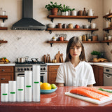 Paquete de 5 rollos de sellador de vacío sin BPA, de 3 metros de largo por rollo, disponibles en anchos de 12 cm, 15 cm, 20 cm, 25 cm y 28 cm - Ideales para almacenamiento de alimentos, preparación de comidas y cocción sous vide - Duraderos, cortados a m