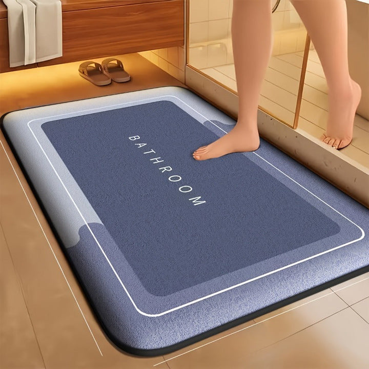 Alfombra de baño de secado rápido y súper absorbente con diseño "BATHROOM" - Suave, antideslizante, lavable, para puertas de cocina y baño