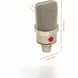 Micrófono de condensador de placa grande de 48V 102, adecuado para estudio, estudio de grabación profesional, estudio de canto con cable, micrófono de metal, micrófono para podcasting