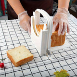 1 pieza, cortador de pan plegable con molde de grosor de 5 rebanadas - Herramienta de cocina fácil de usar para bagels, sandwiches y más, diseño de mango blanco, construcción duradera