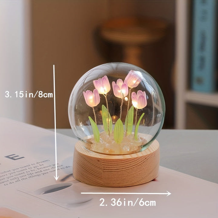 [Luz Nocturna Mini Tulipán Hecho] Luz Nocturna Mini Tulipán Hecho a Mano de 2.36in - Perfecto para Decoración de Habitación, Acento de Escritorio, Ambiente - Ideal para Regalo de Navidad, Día de San Valentín, Cumpleaños de Pareja