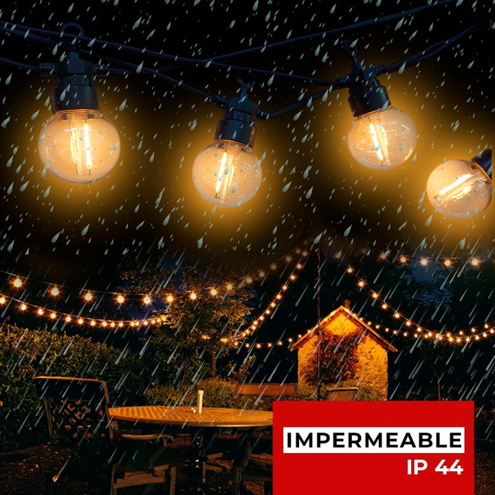 Extensión Luces Solares x20 Bombillos LED Panel Solar 10M INFN-04