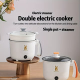 Olla de doble capa no adherente de American Standard, fabricante de fideos instantáneos, cocinero eléctrico, sartén multifuncional y olla exprés, vaporizador, olla exprés eléctrica para dormitorio, olla pequeña de fuego conveniente.