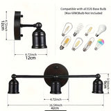 Pack de 3 Lámparas para Baño, Luz Negra para Maquillaje en el Baño, Luz de Pared Moderna para Baño, Luz de Pared Retro, Base E26/E27 para Cocina, Dormitorio, Sala de Estar, Luz de Pared para Baño (Sin Bombillas Incluidas)