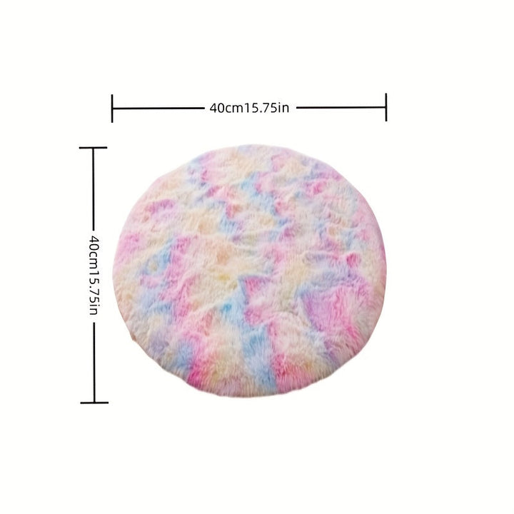 Alfombra Redonda de Peluche Suave - Diseño Acogedor de Tí-dye en Tonos Pastel, Alfombra Esponjosa de Piel Sintética para Dormitorio, Sala de Juegos o Habitación Infantil, Material de Poliéster Lavable a Máquina, Tapete para el Suelo del Dormitorio | Text