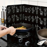 1 pieza de papel de aluminio negro para cocina - Protector de estufa resistente al calor con diseño elegante de hoja de palma, fácil de limpiar, construcción metálica duradera, modernos utensilios de cocina, cubierta de protección para área de cocción