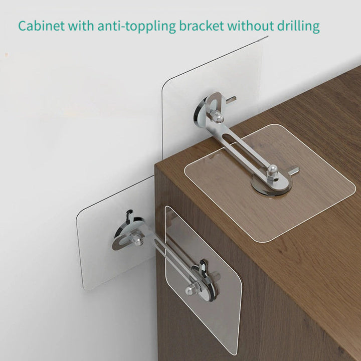 2 unidades de Dispositivo de fijación de muebles para estantería, gabinetes de TV, gabinetes de zapatos, armarios, sin taladro requerido, fijación antivuelco para gabinetes