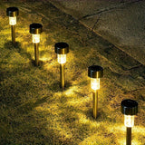Juego de 10 luces solares LED para exteriores, luces decorativas de acero inoxidable para jardín, césped, camino, terraza, entrada, fiestas, con batería de níquel de 40 mAh, sin control remoto