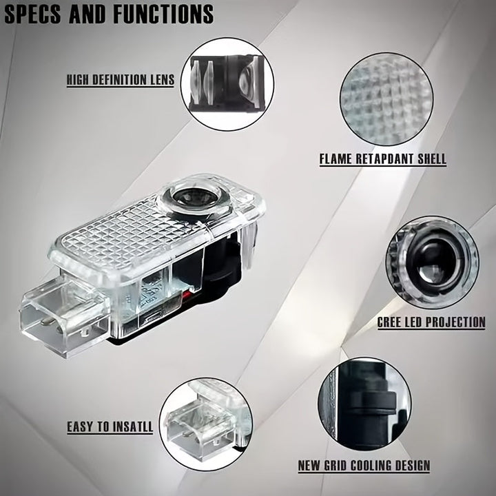 2 piezas luces de proyección para AUDI A4L, A6L, A3L, A5, A8L, Q2, Q3, Q5L, Q7 - Luces de puerta y focos radium 12-24V fáciles de instalar - Accesorios de alto brillo