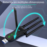 Adaptador USB inalámbrico 2 en 1 WILLONACK, WiFi de doble banda 4.2+2.4G, alcance de 1300M, tarjeta de red inalámbrica, transferencia de datos de alta velocidad, plug & play, compatible con teclado, mouse, bocinas - Negro