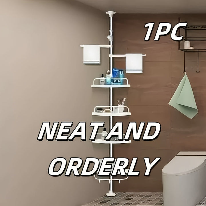 cesta de ducha de alta calidad con barra, sin necesidad de taladrar, estante para baño interior, esquina de acero inoxidable, soporte ajustable en altura y caja de acabado, organizador de baño ahorrador de espacio, regalos del día, recuerdos, estantes de