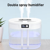 1pc Humidificador USB de doble niebla con pantalla de humedad, material ABS, bajo voltaje 36V o menos, ideal para dormitorio, oficina, sala de estar y uso de escritorio.