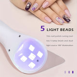 Lámpara de secado de uñas LED portátil - Luz de gel de miniatura recargable con batería de litio, carga USB, herramienta de arte de uñas de plástico libre de formaldehído para viajes y uso en casa, accesorio de arte de uñas