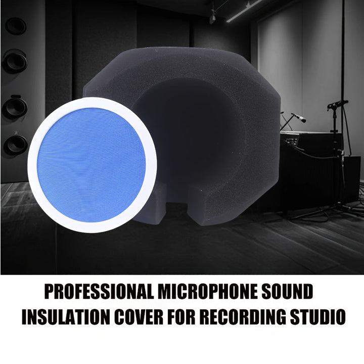 Micrófono profesional con espuma de alta densidad para reducción de ruido, cubierta de estudio para grabación de sonido aislado, estuche de protección de alta densidad para reducción efectiva de ruido y reflexión, pantalla de viento portátil para cantar