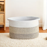 Canasta de Almacenamiento Escandinava Bohemia Tejida - Cesto Plegable de Poliéster con Asas y Patrón Geométrico y Blanco, Organizador Multiusos para Ropa Sucia, Juguetes, Decoración del Hogar