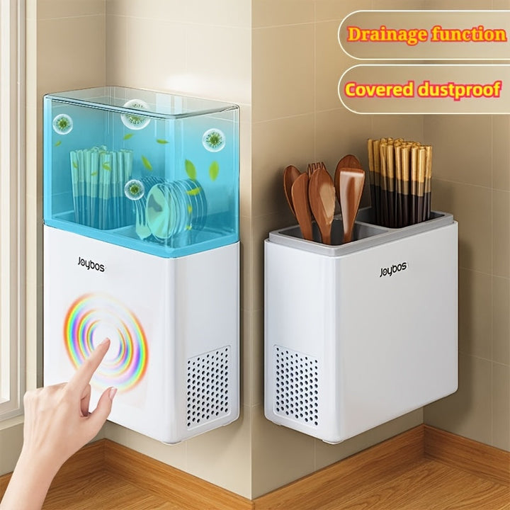 Soporte de utensilios Joybos, drenador ventilado, a prueba de polvo, tubo interior profundizado, extraíble y lavable, con fijación sin taladrar, adecuado para almacenamiento de utensilios de cocina, primera opción para el Día del Padre.