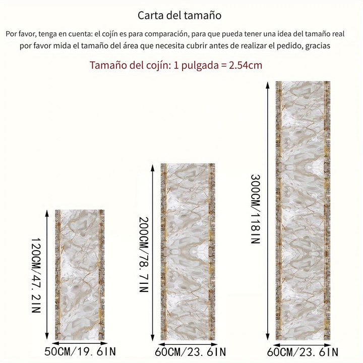Alfombra de corredor moderna con patrón de mármol, 1 pieza, terciopelo diamante dorado, alfombra geométrica europea de lujo, alta calidad, ideal para pasillo o lavandería