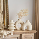 3 piezas Conjunto de jarrones de cerámica blanco leche para decoración para salón, dormitorio y oficina
