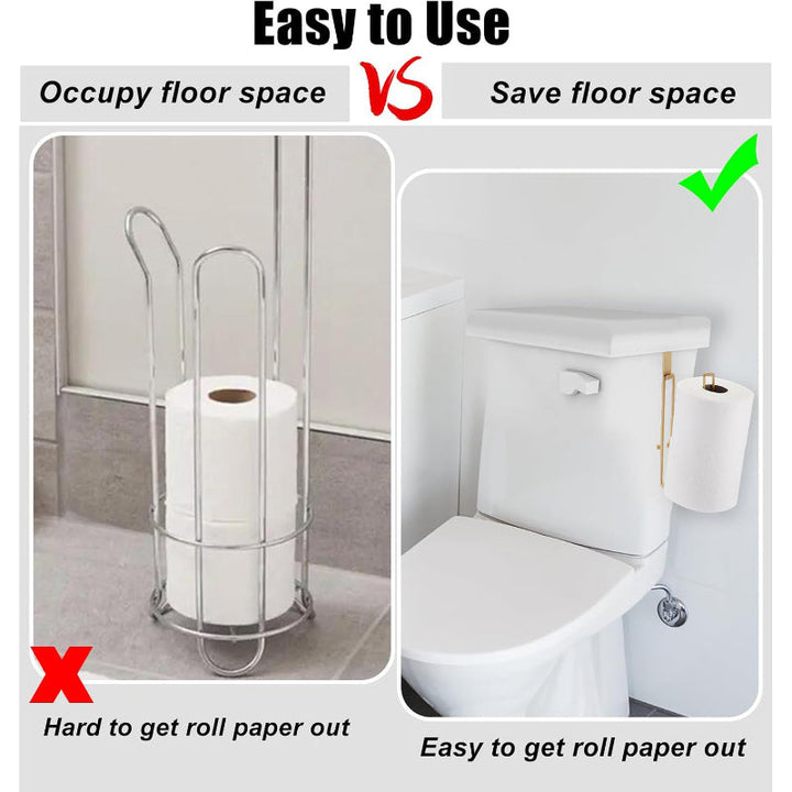 Soporte para Papel Higiénico de Hierro Dorado de Fácil Instalación - Sin Taladro, Montaje Autoadhesivo en Pared para Baño y Cocina, Diseño Moderno y Elegante, Se Ajusta Sobre la Puerta o la Pared, Almacenamiento para Baño