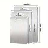 Juego de 3 tablas de cortar de acero inoxidable - Seguras para lavavajillas, doble cara para tareas de cocina diversas, esenciales para la cocina, seguras para alimentos, tamaños 9,84 x 5,9 pulgadas, 11,41 x 7,87 pulgadas, 13,38 x 9,05 pulgadas