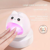 Mini Secador de Uñas LED 24W - Lámpara Portátil para Gel con Temporizador de 60s, Alimentación USB y Sin Luz Negra, Diseño Adorable de Gato para Manos y Pies (Rosa Brillante/Blanco)