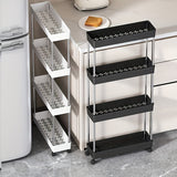 Carrito de almacenamiento rodante delgado de 4 niveles con ruedas, organizador de plástico blanco/negro para cocina, baño o sala de estar - 35,8" de altura, soporte de piso de múltiples capas, diseño fácil de mover y almacenar, carritos de utilidad