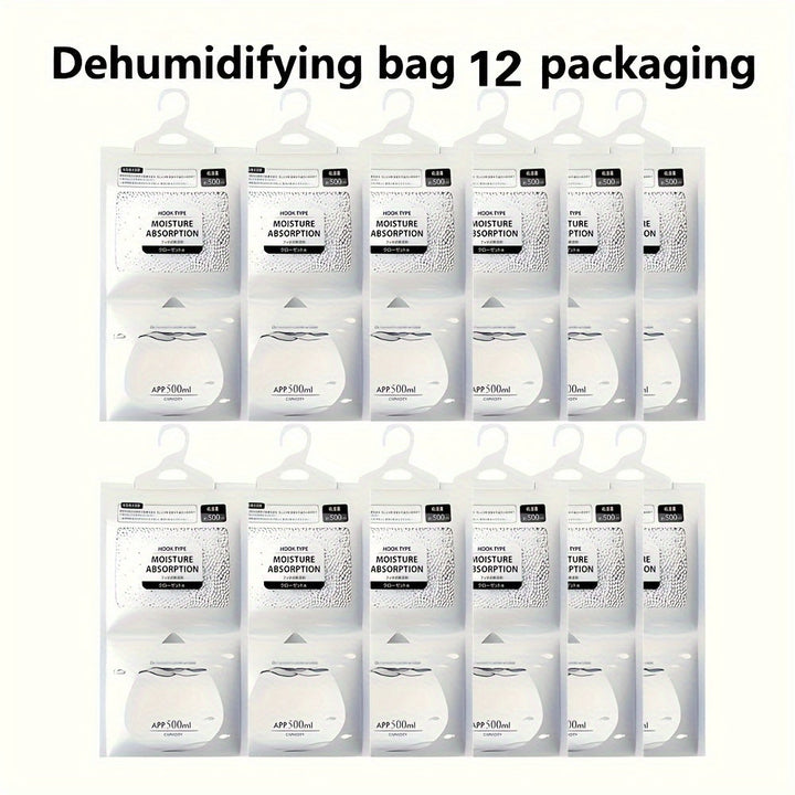 Paquete de 3/6/12 Bolsas Colgantes para Deshumidificación, Capacidad Grande de Silicona Desecante, Antimoho y A prueba de Humedad, Adecuado para Armarios, Dormitorios, Gabinetes de Baño - Paquetes de Deshumidificación Reutilizables