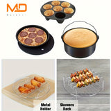 MOREDOR 11piezas/set 20.32 cm Accesorios para freidora de aire, Compatible con Universal 3.7QT - 6.8QT Freidora de aire profunda, Libre de BPA, Seguro para lavavajillas, Revestimiento antiadherente, Con libro de recetas