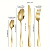 Juego de 4 cubiertos de acero inoxidable premium, pulido espejo, lavable en lavavajillas, ideal para restaurantes, cocinas, camping y picnics