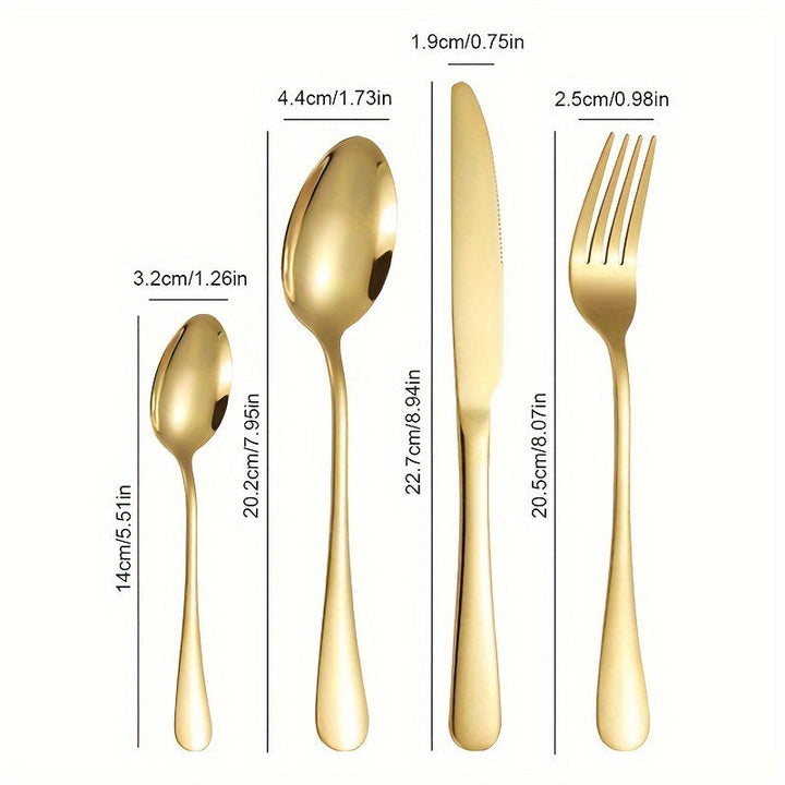 Juego de 4 cubiertos de acero inoxidable premium, pulido espejo, lavable en lavavajillas, ideal para restaurantes, cocinas, camping y picnics