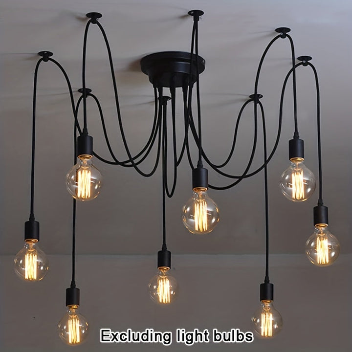 Araña de techo industrial moderna y elegante, lámpara colgante con 3/5/6/8 cabezales ajustables, estilo clásico antiguo, iluminación DIY