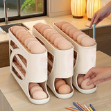 Soporte de huevos giratorio de 4 niveles - Diseño de puerta lateral que ahorra espacio, puede contener 30 huevos, acabado brillante y liso, asa conveniente, adecuado para almacenamiento en cocina y refrigerador | Accesorio de cocina moderno | Material pl