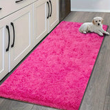 Alfombra de felpa rosa ultra suave, fácil de limpiar, antideslizante, duradera y esponjosa, ideal para decorar sala, dormitorio, estudio o pasillo largo, cómoda y agradable, decoración en tira larga