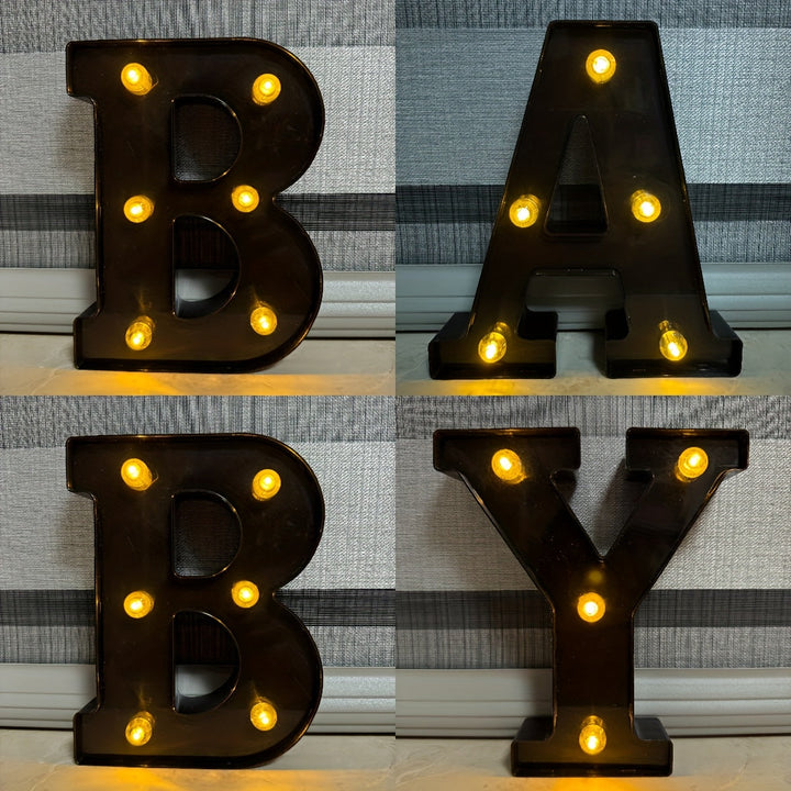 1pc Luz LED de Alfabeto de 16cm - Letra PVC Moderna con Brillo Blanco Cálido, Iluminación Ascendente para Bodas, Cumpleaños, Fiestas Navideñas, Decoración Interior/Exterior (Pilas No Incluidas), Luces de Batería para Habitaciones, Diseño Elegante, Contro