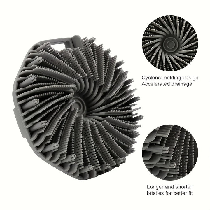 Escobilla exfoliante ergonómica de silicona con tecnología de espuma - Sin batería, para limpieza profunda y masaje, diseño portátil y anatómico, no necesita energía, esencial para el baño y la ducha en viajes, escobilla exfoliante, ducha sin fragancia,