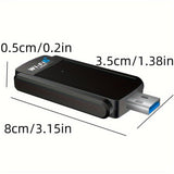 Tarjeta Adaptadora Inalámbrica de Doble Banda WiFi 5.3 y USB 5.3 con Antena Dual 2.4GHz/5.8GHz, Compatible con USB 3.0/2.0/1.1, Encriptación WPA2/WPA3-PSK, Compatibilidad con Windows Vista/XP/7/8/10/11, Linux, Mac OS 10.9-10.15