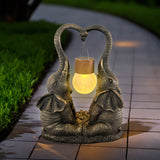 1 pza. Lámpara de estatua con energía solar, diseño de elefante, material de resina, recargable mediante luz solar, sin control remoto, perfecta para jardín, patio, césped, entrada, estanque, balcón o ventana.